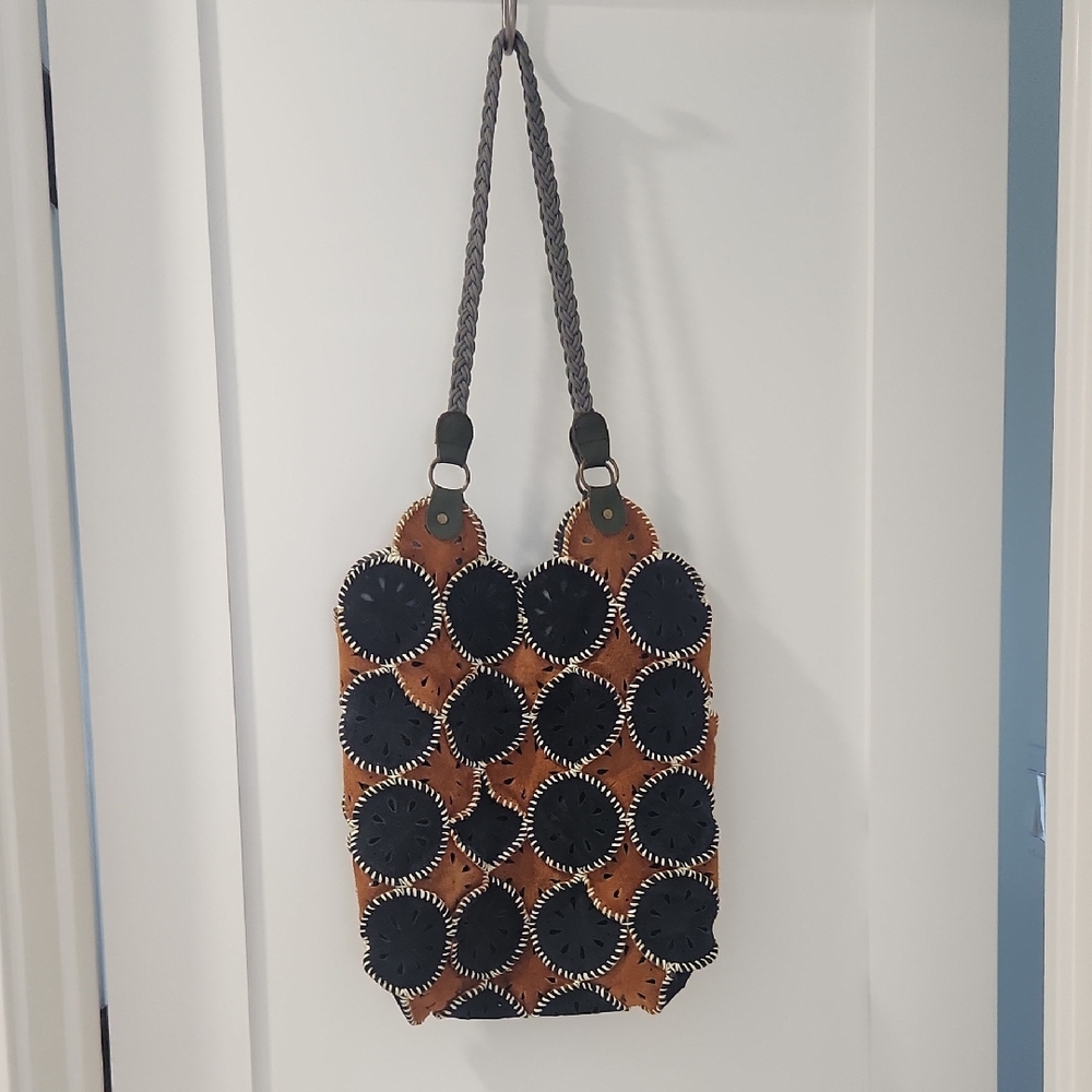 Brown and Black Women's Leather Bag